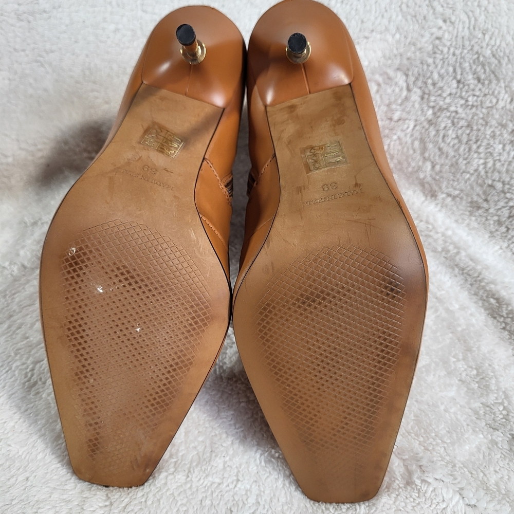 l'intervalle Ankle Boots w/ Gold Accent High Heels in Chestnut Nubuck 39/ US 8.5 - Picture 12 of 14